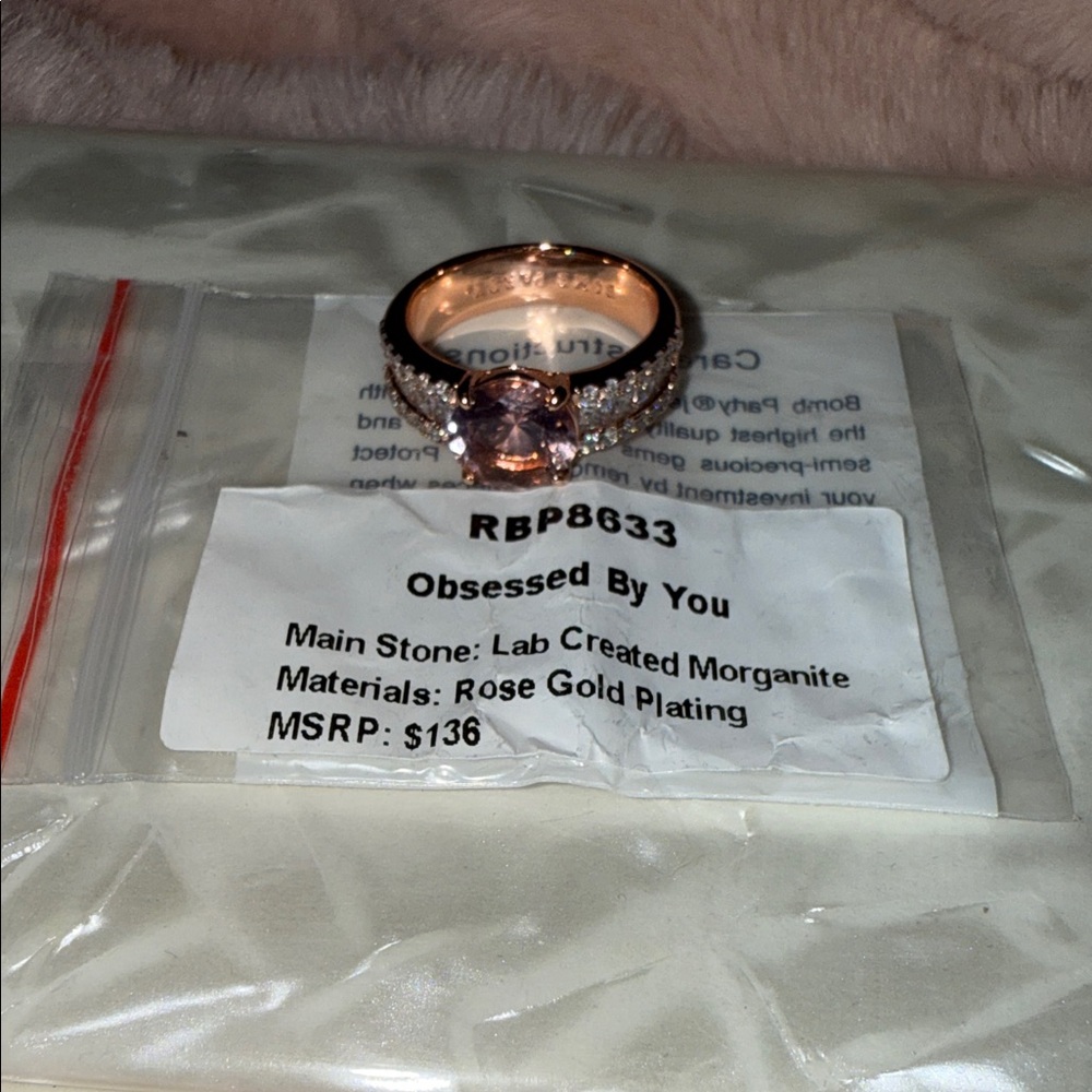 BP Rose Gold Ring with Lab Created Morganite